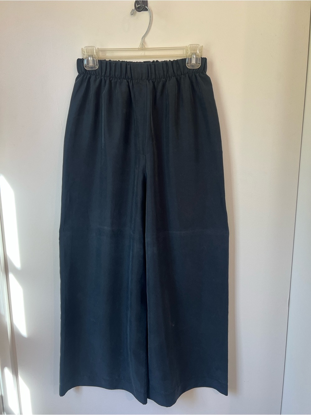 American Apparel Black Wide-Leg Elastic Waist Chinos